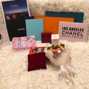 Cartier Burgundy Velvet Pouch with Gold Detailing (Free Gift On Last Picture)